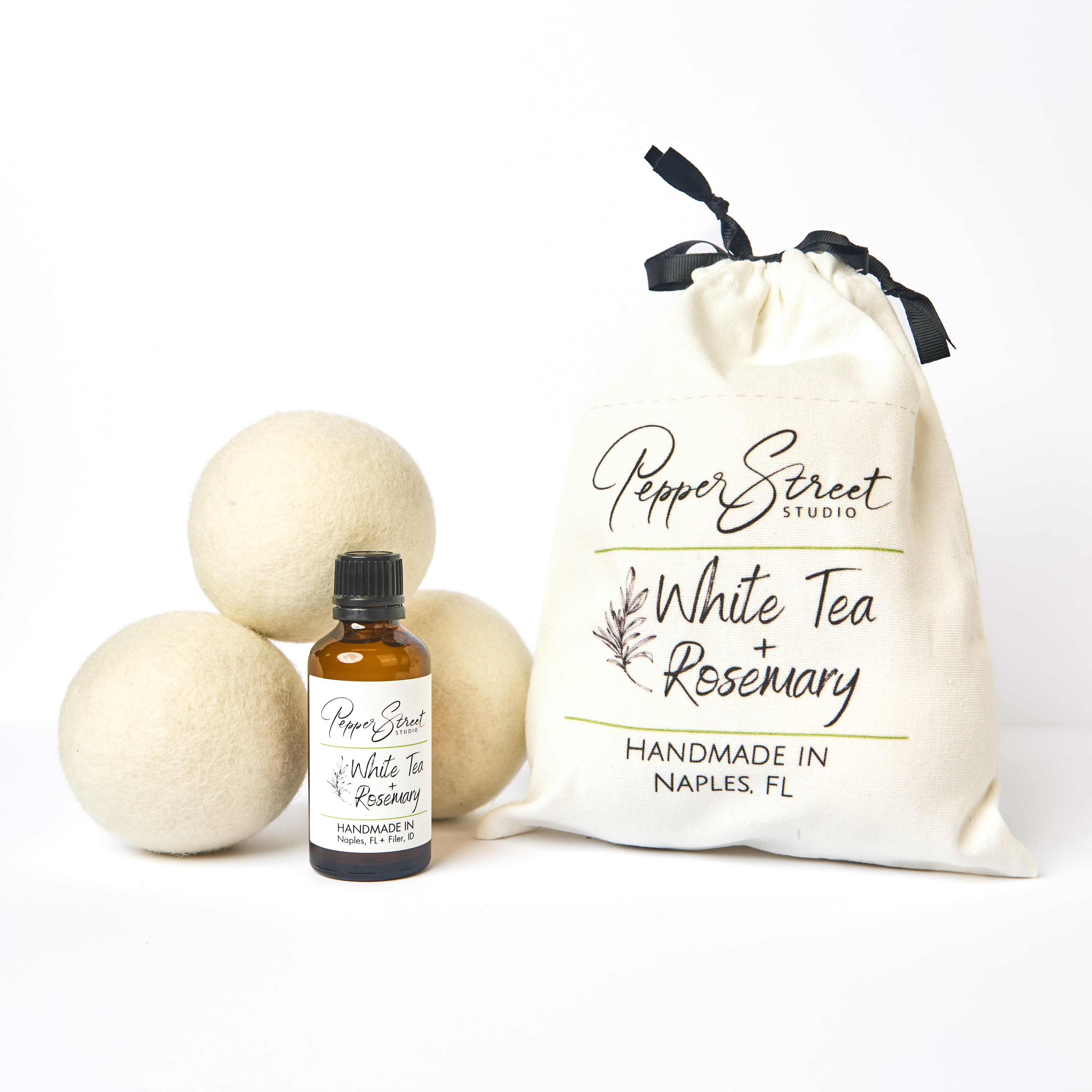 White Tea + Rosemary Dryer Ball Laundry Kit
