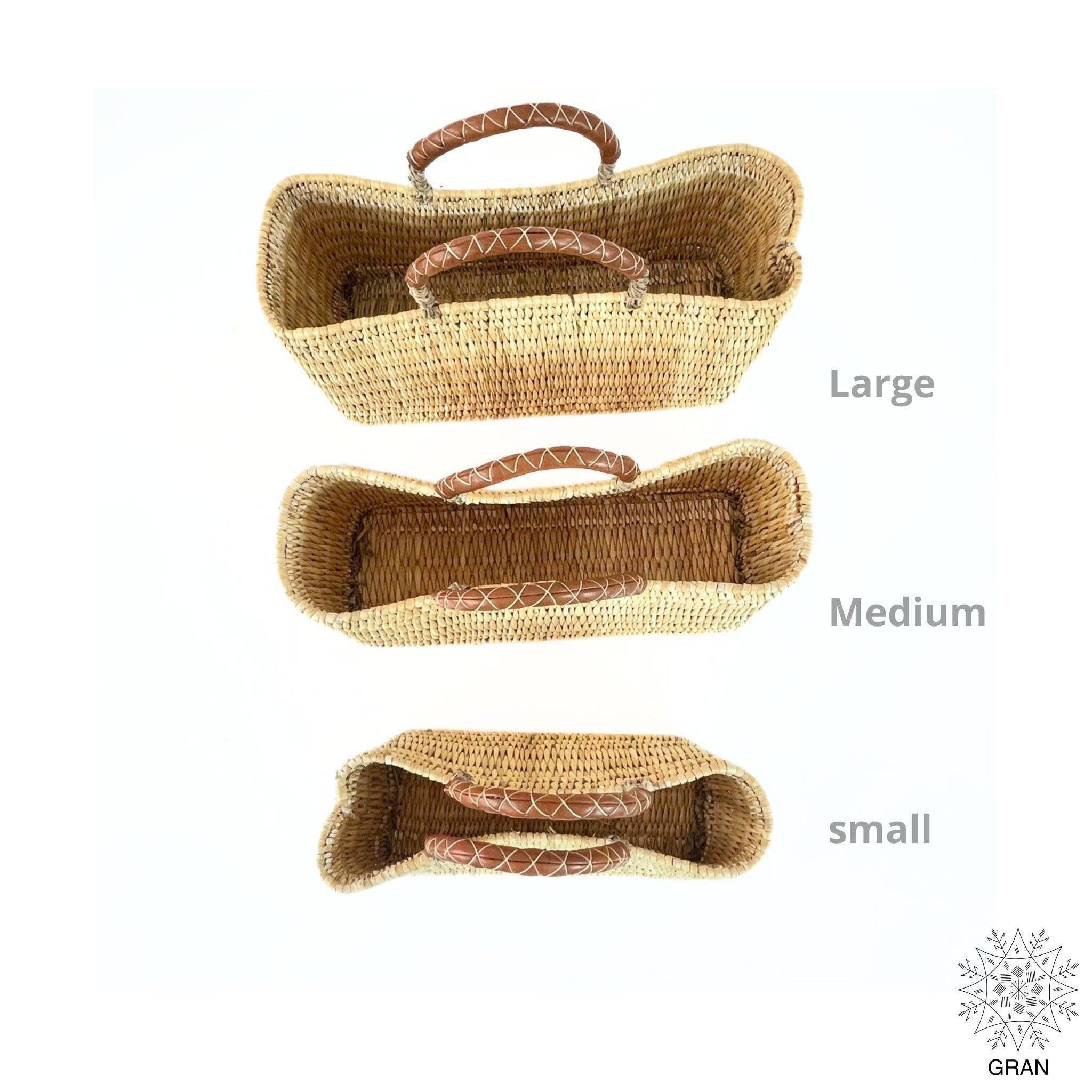 Rectangle Shopping Baskets with Leather Handles