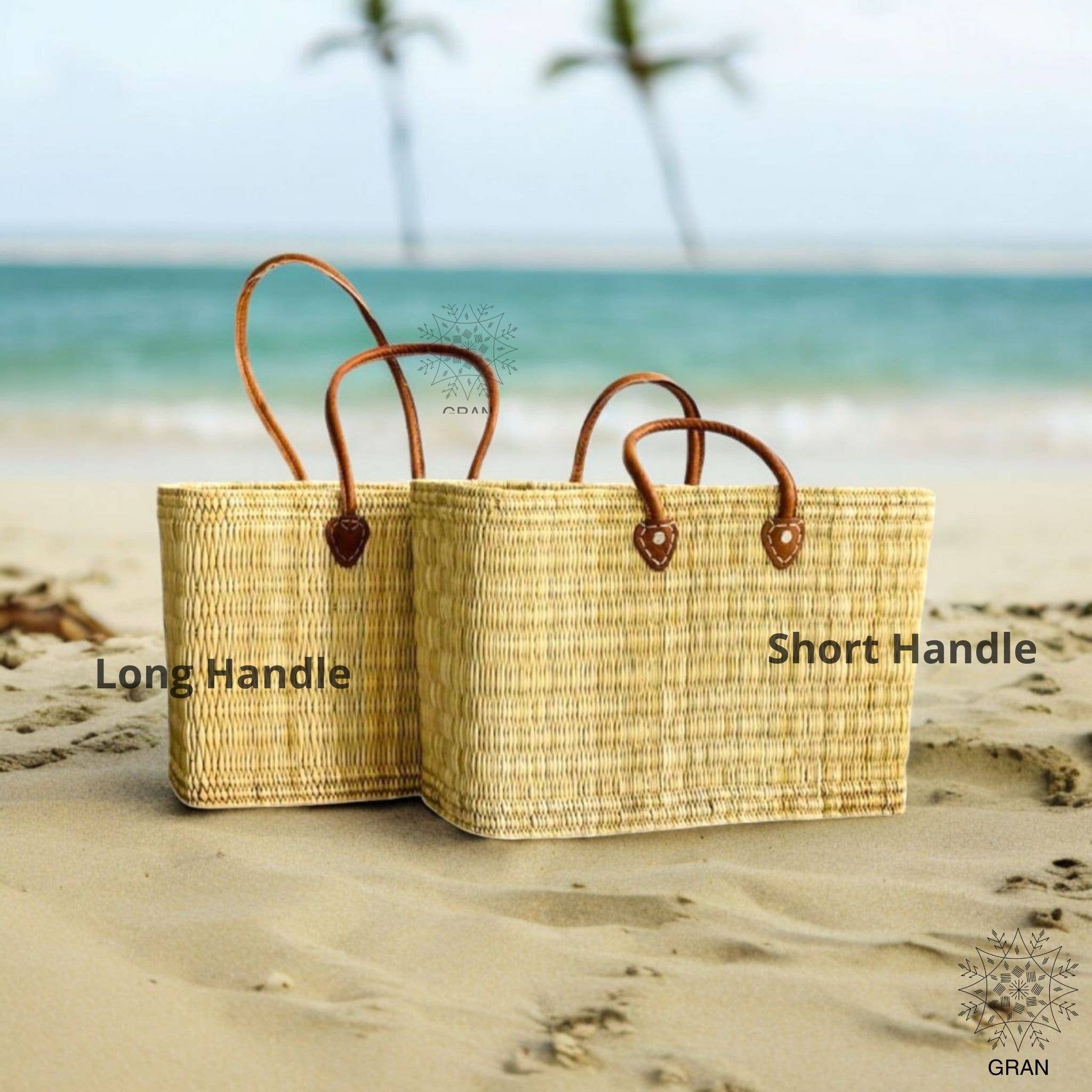Shopping Basket with Long Leather Handles