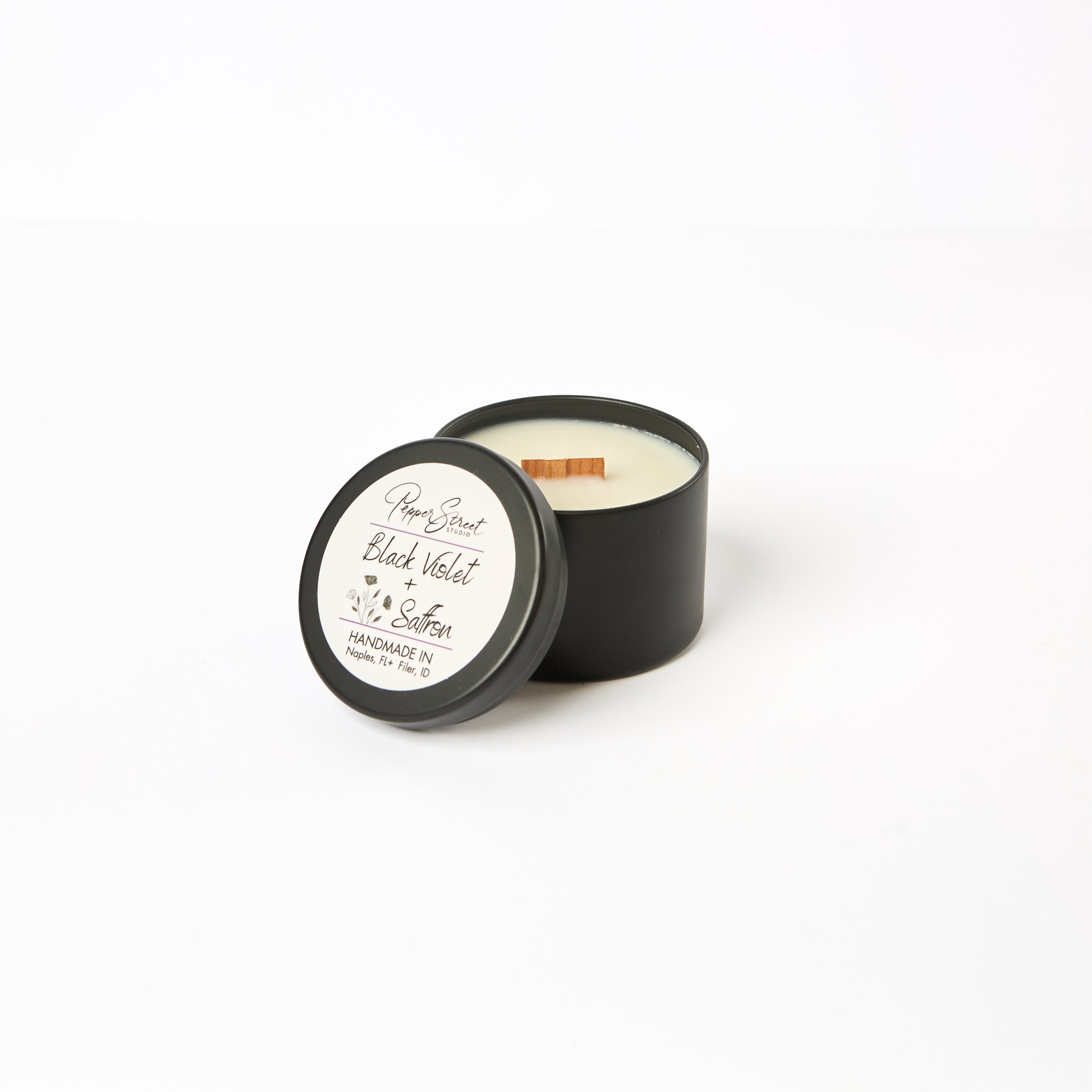 Black Violet + Saffron 4 oz Travel Candle