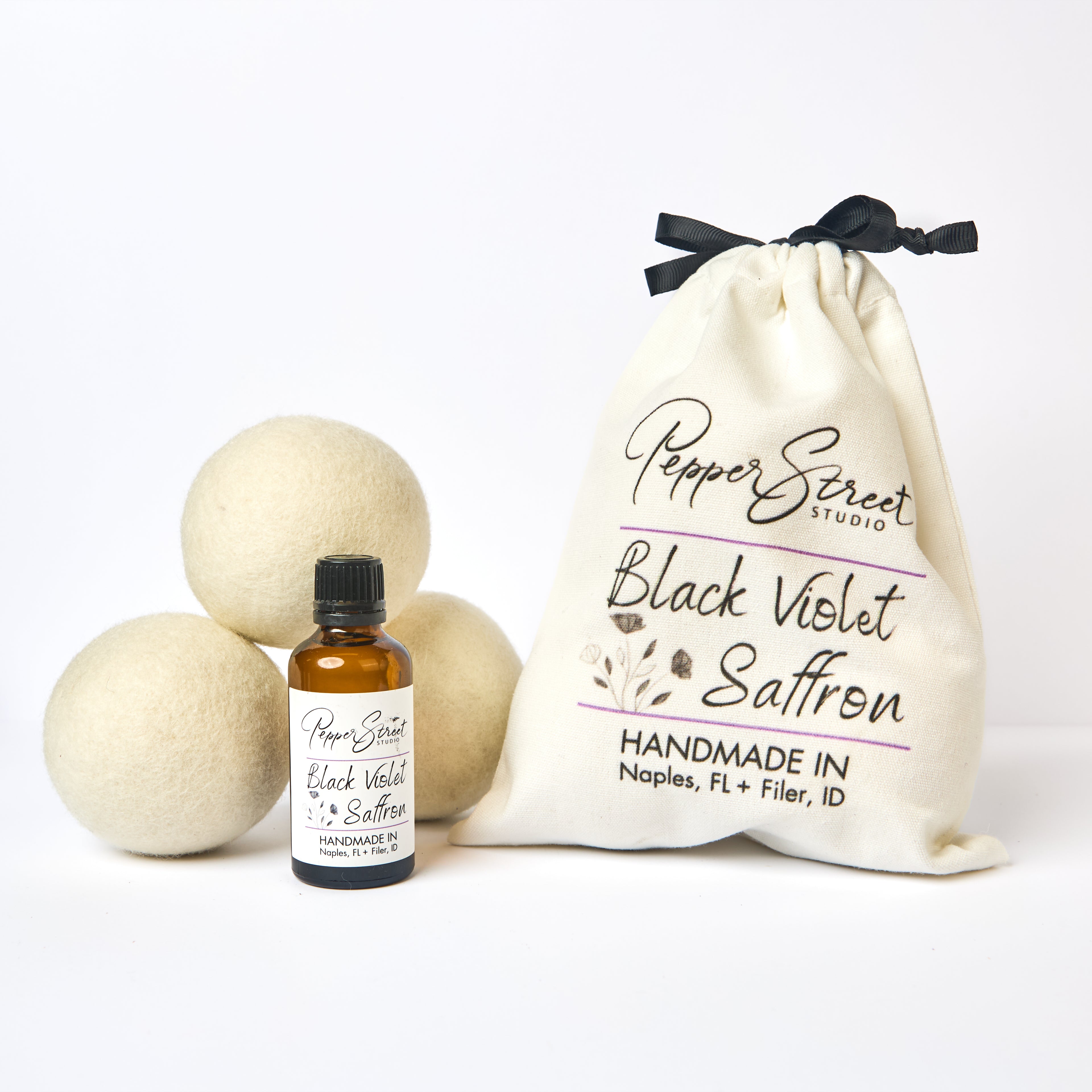 Black Violet + Saffron Dryer Ball Laundry Kit