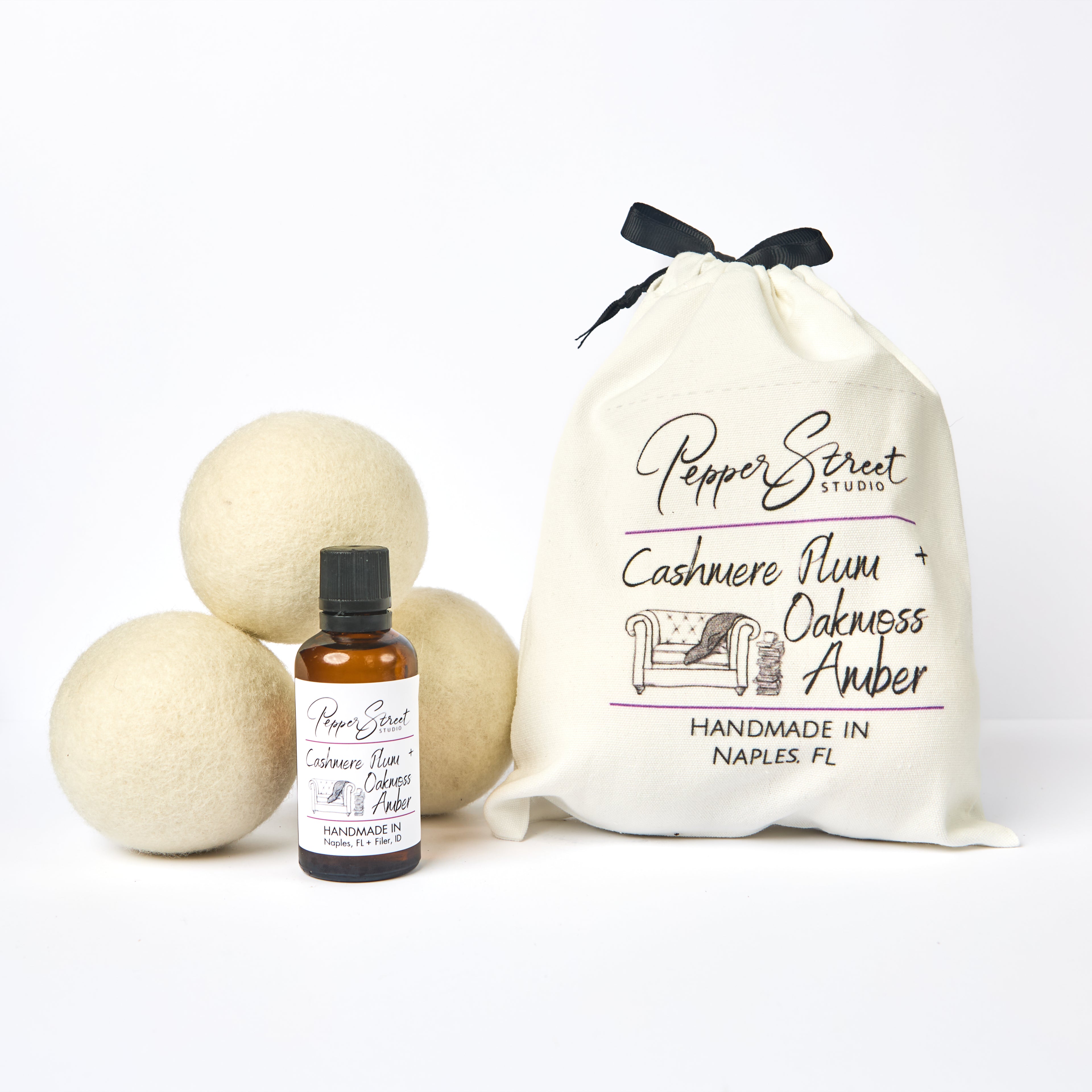 Cashmere Plum + Oakmoss Amber Dryer Ball Laundry Kit