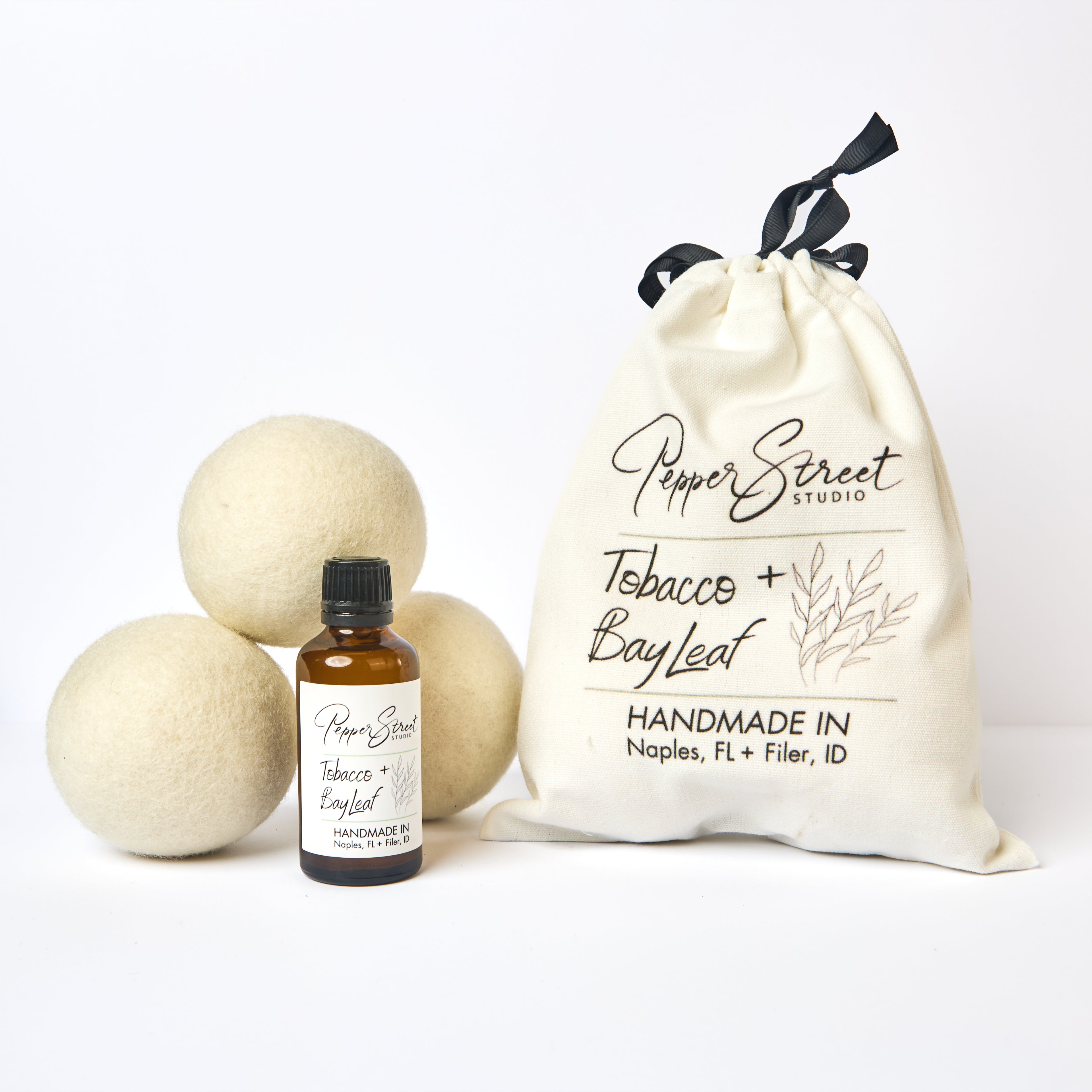 Tobacco + Bay Leaf Dryer Ball Laundry Kit