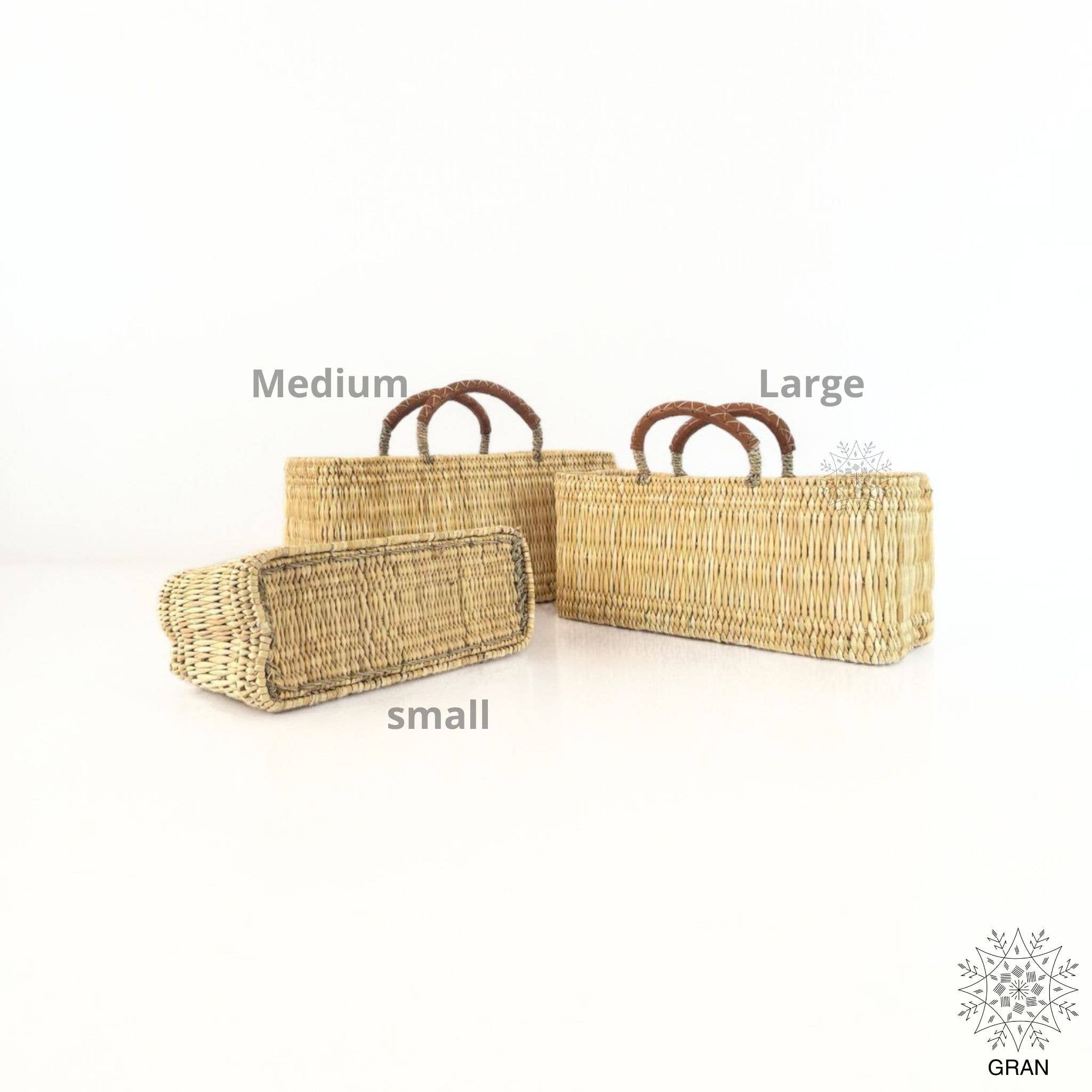 Rectangle Shopping Baskets with Leather Handles