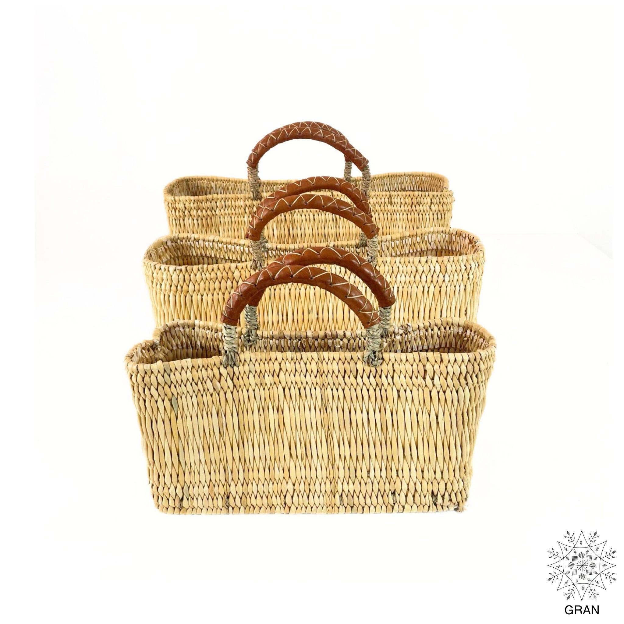 Rectangle Shopping Baskets with Leather Handles