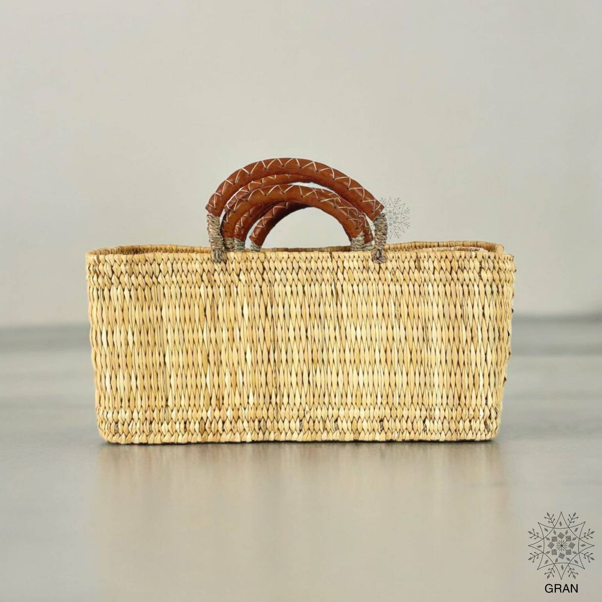 Rectangle Shopping Baskets with Leather Handles